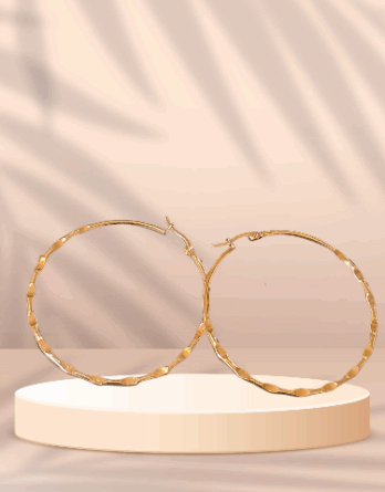 Paire de boucles d’oreilles créoles rondes en acier inoxydable doré